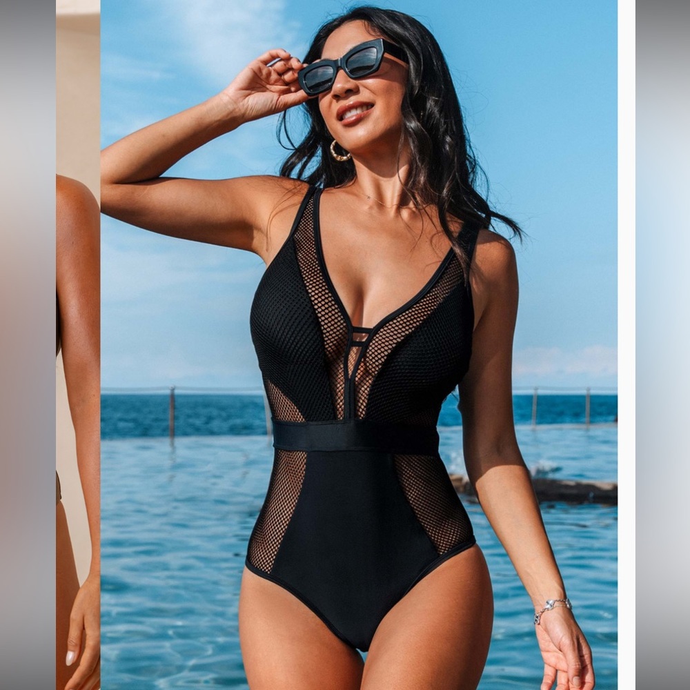 Brand new Black mesh one piece swimsuit - sexy